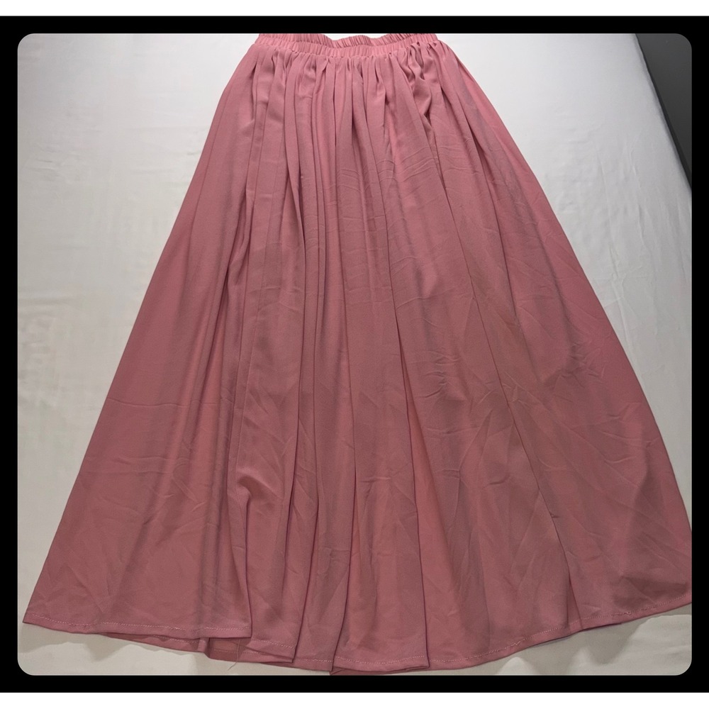 CHICWISH Maxi Skirt Women S/M Pink Accordion Pleated Chiffon Flowy 1176